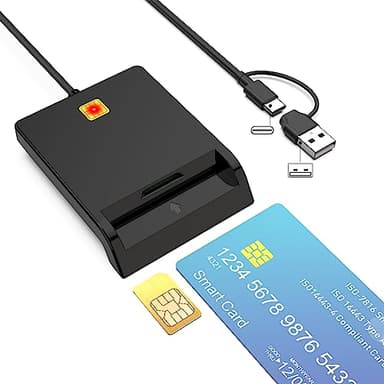 Smart Card Reader Militär CAC Kartenleser, USB SIM Kartenleser, intelligenter Kartenleser DOD militärischer USBA, gemeinsamer Zugriff von CAC, ID, Debit hat USBA und USB C Anschluss für Windows, Mac,