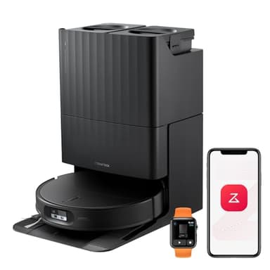 roborock Qrevo Edge 2 Saugroboter mit Wischfunktion & Hebarem Wischmopp, 25.000 Pa, Anti-Tangle, ultraflach 7,98 cm, 80 °C Heißwasser-Moppwäsche, FlexiArm-Technologie, AI-Hinderniserkennung(Schwarz)