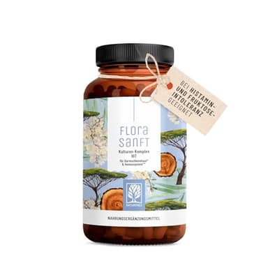 NATURTREU Kulturen-Komplex HIT + FI mit Lactobacillus & Bifidobakterien, auch bei Histaminintoleranz & Fructoseintoleranz, 60 magensaftresistente Kapseln, ergänzt durch Vitamin B2 und Vitamin B6.