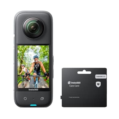 Insta360 X3 mit X3 Care Garantiekarte - wasserdichte 360°-Action-Kamera mit 48MP 1/2"-Sensoren, 5,7K 360°-Active HDR-Videos, 72MP 360°-Fotos, 4K Einzelobjektiv, 60fps Ich-Modus, 2,29"-Touchscreen