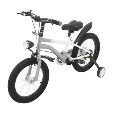 HUOMMGS Kinderfahrrad 16 Zoll Kinder Fahrrad für ab 5-8 Jahre Höhenverstellbar Jugend Fahrrad Upgraded Kinderfahrrad mit Stützrädern, LED Licht Anfänger Fahrrads für Jungen & Mädchen (Grau)