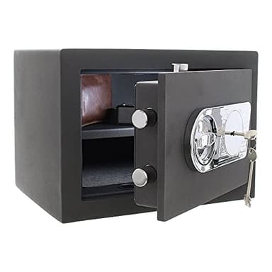 SafeHero Möbeltresor Klasse 1 EN 1143-1 Secureo Falcon 1 | H280xB370xT280 mm | 30 kg | Doppelbartschloss | Feuerfalz für Basis-Feuerschutz | Platz für 2 Ordner