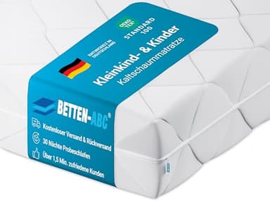 Betten-ABC Matratze für Babys & Kleinkinder - 80x160 cm - Spezieller Härtegrad & Oeko-TEX-Zertifiziert - Optimale Hygiene Dank abnehmbarem & waschbarem Polyester-Bezug - Lieferung per Paket