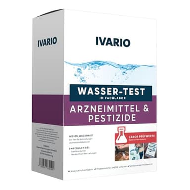 IVARIO Labor-Wassertest Arzneimittel & Pestizide für Trinkwasser/Leitungswasser, Experten-Analyse im akkreditierten Deutschen Fachlabor/Einfache Probenahme