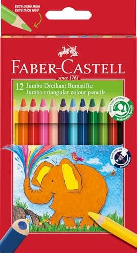FABER-CASTELL 116501 - Jumbo Buntstifte dreikant, 5.4 mm, 12er Karton