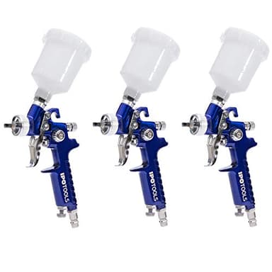 3X IPOTOOLS Mini HVLP Lackierpistole Spritzpistole 0,5mm & 0,8mm & 1,0mm Düse - H2000 Profi Farbsprühsystem Spraypistole mit 125 ml Plastikbecher und Edelstahldüse 0,5mm & 0,8mm & 1,0mm Düsensatz