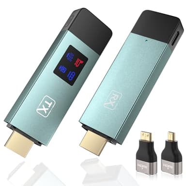 HDMI Wireless Transmitter and Receiver, 98 FT/30M Stabile Verbindung, 2,4G/5G tragbarer Wireless HDMI mit LED-Bildschirm, Plug & Play für Streaming Video Audio File von, Laptop, PC zu HDTV (Grün)