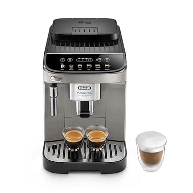 De'Longhi Magnifica Evo ECAM290.42.TB, Kaffeemaschine mit Milchaufschäumer, Kompakt, Bean-to-Cup Kaffeevollautomat, Manuelles Milchaufschäumen, 4 Rezepte, Soft Touch Farbdisplay, Titan Schwarz