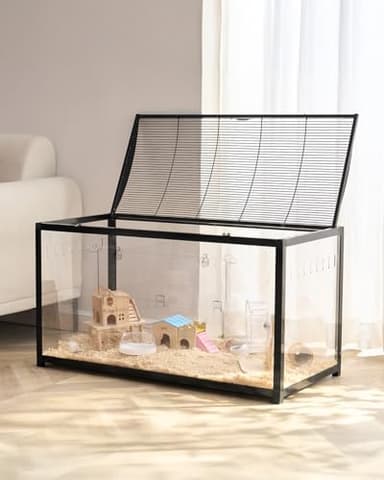 Hamsterkäfig, 360°-Sicht, transparenter Hamsterlebensraum, Kleintierkäfig, 96x47x55 cm, belüfteter Mäusekäfig mit Vordertür, Rattenkäfig, tragbares Hamsterhaus für Ratten, Meerschweinchen