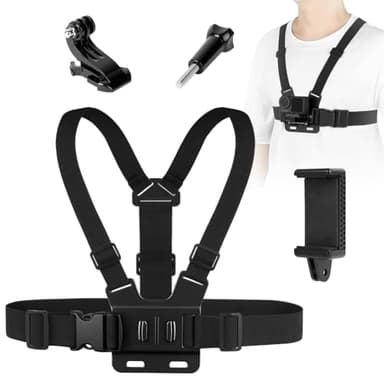Adiwo Brustgurthalterung, Action Kamera Zubehör, Action Kamera Brustgurt Halterung Kit, Brustgurthalterung, Handy Brustgurt Kompatibel mit GoPro Hero DJI Osmo, etc