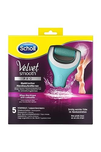 Dr. Scholl’s Velvet Smooth elektrischer Hornhautentferner Pro – Zur Hornhaut Entfernung auf nassen und trockenen Füßen – Wiederaufladbar – 1 Gerät + Ladestation, LILA, mittel