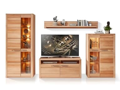 moebel-eins Nestor ONE Wohnwand II, Material Teilmassiv, Kernbuche lackiert