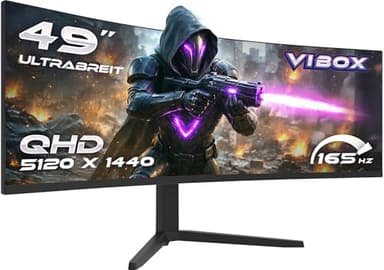 Vibox 49-Zoll 165Hz UltraWide Curved Gaming-Monitor – UWQHD-Auflösung, 1ms, Adaptive Sync, HDMI & DisplayPort