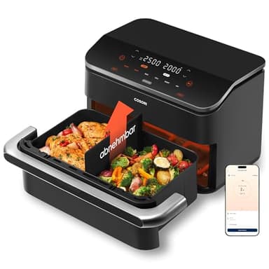 COSORI Heißluftfritteuse 2 Kammern, Dual Blaze TwinFry 10L Airfryer, mit 4 Heizrohren und flexiblen Kammern, gleichmäßige Hitzeverteilung, Temperatur bis 240 Grad C, Schwarz, TF102S