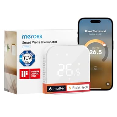 Meross Thermostat Matter Elektrische Heizungsthermostat WLAN Thermostat Heizung Smart Raumthermostat kompatibel mit Apple HomeKit, Home Assistant, Alexa und Google, Sprachsteuerung und Zeitplan
