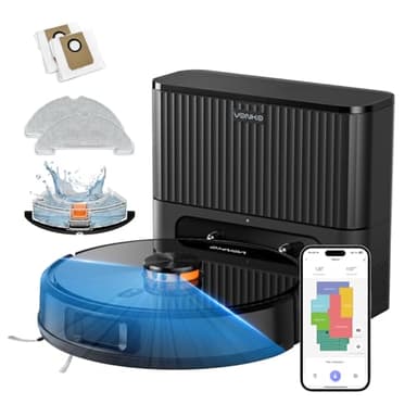 VONKO S6 Pro Saugroboter mit Wischfunktion und Absaugstation, 8000Pa Saugkraft,LiDAR 2.0 Laser Navigation,180 Min.Laufzeit,Teppicherkennung,App/Alexa,Ideal für Tierhaare,Teppich & Hartböden