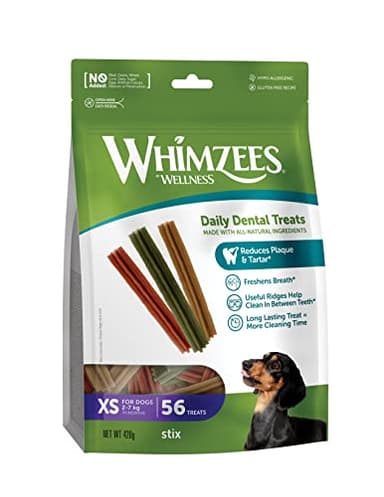 WHIMZEES Stix XS, 56 Stück – Größe XS, Kaustangen für sehr kleine Hunde, Getreidefrei, Natürlich, ohne Zuckerzusatz