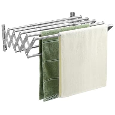 QWORK® Faltbarer Wäscheständer Wandmontage, Ausziehbar mit 7 Stangen für Balkon & Wäschekammer