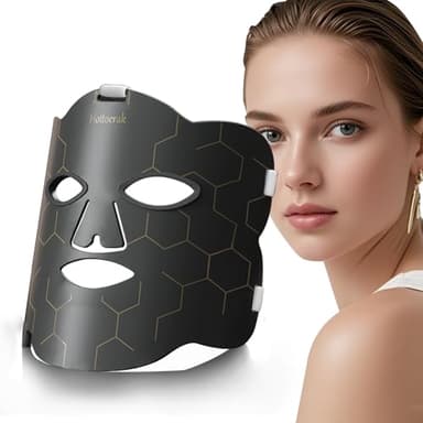 LED Maske Gesicht, 660nm&850nm Silikon Rotlichtlampe Gesicht, 222Chips Rotlicht Maske Gesicht mit 10/15/20 Timer, 5 Helligkeitsstufen Red Light für Gesicht
