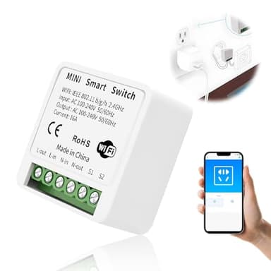 WLAN Lichtschalter Modul 16A, Smart Schalter Unterputz, WiFi Relais für 2-Wege-Schaltung, kompatibel mit Alexa Google Home, App-Steuerung via Smart Life/Tuya, 2,4 GHz, Neutralleiter erforderlich