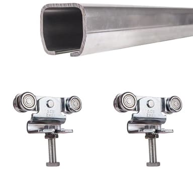 ATTAS MEA Schiebetürbeschlag Komplettset Schiebetore & Scheunentore Typ 0 bis 90 kg | 2-4-6 m |Schiebetorbeschlag | Laufschiene & Laufkatze | C Schiene für Außenbereich | ohne Halterung