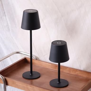 DILUMEN LED Akku Tischlampe Kabellos Touch Control Dimmbare,3000K/4000K/6500K Drei Farbtemperaturen Tischleuchte mit USB-Ladekabel, Für Schlafzimmer,Arbeit, Bar,Restaurant(Schwarz 2ps)