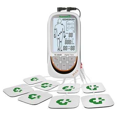 TESMED TE-880R Plus TENS EMS Gerät: Wiederaufladbarer Muskelelektrostimulator, Reizstromgerät mit TENS Gerät Schmerztherapie, EMS & Massagefunktion, 73 Programme (2 anpassbar), 8 Elektroden