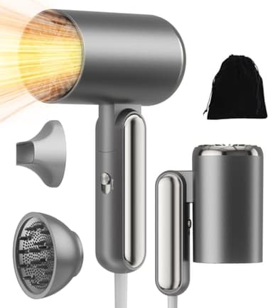 Haartrockner mit Diffusor,1800w Ionen klappbar Föhn,3 Heizstufen, Klappbar Reiseföhn für Frauen & Männer, Mit Düse & Storage-Beutel,Schnelltrocknend, Leicht,Geschenk für Frauen & Männer, Glättbürste