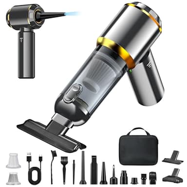 Antifnuo Handstaubsauger, Handstaubsauger Akku 4-in-1, 28000PA Autostaubsauger, 3-Gang Mini Staubsauger, 240000 U/min Auto Staubsauger Stark Bürstenloser Motor für Büro Genutzt, Haus, Küche