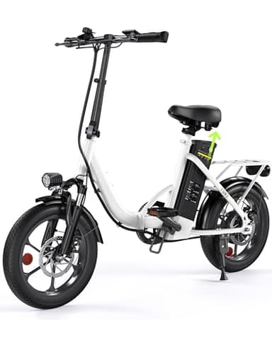 Finbike 16 Zoll E Bike Klapprad, 250W Motor mit Max 60KM PAS Reichweite & 25KM/H EBike, 374.4Wh Akku Elektrofahrräder Step-Thru Commuter E Klapprad für Damen und Herren
