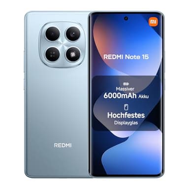 XIAOMI Redmi Note 15 Smartphone (8+256 GB) – 6000-mAh-Akku, wassergeschützt, 108-MP-Kamera, 6,77" FHD+ Display, Gletscherblau, 2 Jahre Garantie