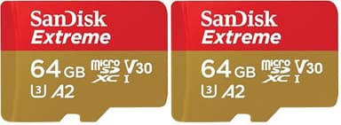 SanDisk Extreme microSDXC UHS-I Speicherkarte 64 GB + Adapter (Für Smartphones, Actionkameras und Drohnen, A2, C10, V30, U3, 170 MB/s Übertragung, RescuePRO Deluxe) (Packung mit 2)