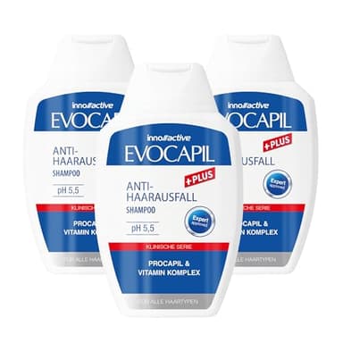 Evocapil - Haar Vitamine - 3x 300ml Haarshampoo mit Keratin, Biotin, Protein und Aminosäuren - Für Anwendungen nach Haartransplantationen - schützt und pflegt das Haar