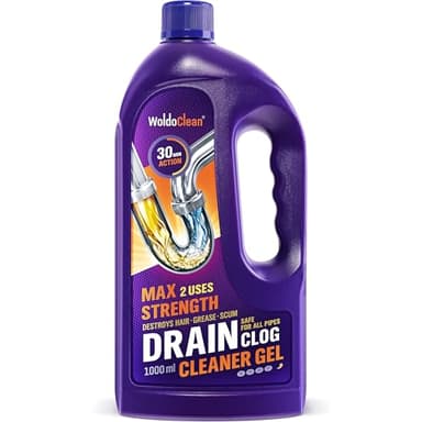 WoldoClean Rohrreiniger Extrem Stark 1000ml Gel - Profi Abflussreiniger gegen Haare, Fett und Verstopfungen, rohrfrei für Küche, Bad, Dusche, Waschbecken