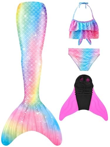 sheprettyMeerjungfrau Kostüm für Kinder, Teenager & Erwachsene – Fantasie-Outfit mit Flossen-Look für Karneval, Cosplay & Fotoshooting – Größen 110–150 & S/M/L – Nur zur Verkleidung,M1fen,140