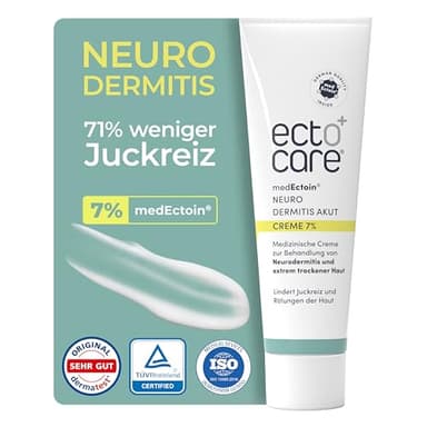 ectocare® Neurodermitis Creme Akut mit 7% Ectoin 50 ml | Dermatitis & Ekzemen Salbe ohne Kortison | Lindert trockene, gereizte, rote und juckende Haut | Medizinprodukt, auch für Kinder und Babys