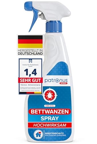 Patronus Bettwanzen-Spray zur effektiven Bettwanzen-Abwehr 500 ml - Sofortschutz-Mittel gegen Bettwanzen - mit dezentem Eukalyptus/-Zitrusduft - hochwirksam & laborgeprüft