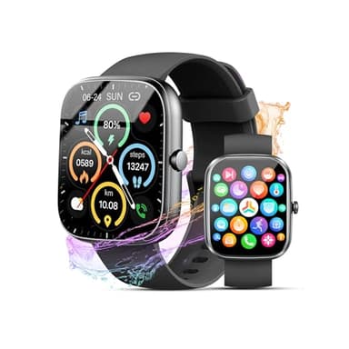 Smartwatch Herren Damen,1.96" HD Smartwatch Damen mit Telefonfunktion,Smart Watch Fitnessuhr 100+ Sportmodi, IP68 Wasserdicht, Sportuhr mit Herzfrequenz Schlafmonitor Schrittzähler, für Android iOS