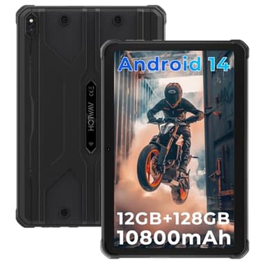 HOTWAV R8 Tablet Outdoor Android 14, 10,1 Zoll HD+ 800*RGB*1200 Display Baustellen Tablet, Octa-Core 10800mAh 12GB+128GB/1TB TF, IP68/IP69K Wasserdicht Tablets, Dual SIM 4G/5G WiFi/Face ID/GPS/OTG