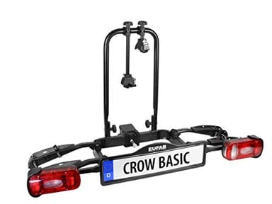 EUFAB 11569 Fahrradträger CROW BASIC, E-Bike geeignet, teilweise vormontiert, für 2 Fahrräder, für Anhängerkupplung, Schwarz