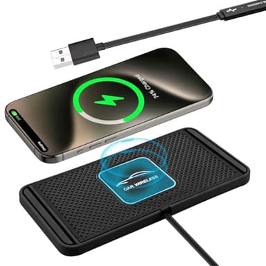 VOBOR Induktive Ladestation Auto, 10W Rutschfestes Kabelloses Auto Ladegerät, Universelles Autoladegerät für Mobiltelefone, Kopfhörer und Geräte, die kabelloses Laden unterstützen (USB 30cm)