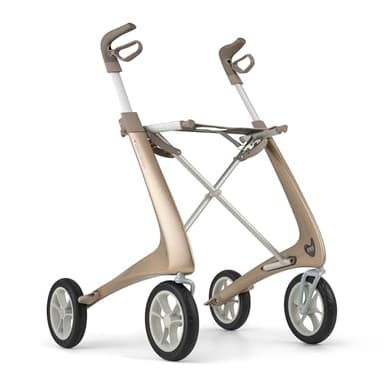 byACRE Carbon Ultralight Rollator - Welt leichtester Carbon Rollator - nur 4,8kg - Für Indoor und Outdoor - Faltbar und leicht in den Kofferraum und mit auf Reisen (Champagner-Gold, Kompakt)