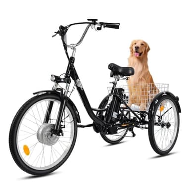 E-Bike Dreirad für Erwachsene, 24 Zoll faltbares Elektro Dreirad für Herren und Damen 3 Rad Elektrofahrrad mit 36V 15Ah Lithium Akku, 250W Motor Elektrofahrrad, LCD-Display, Geschwindigkeit 25 KM/H