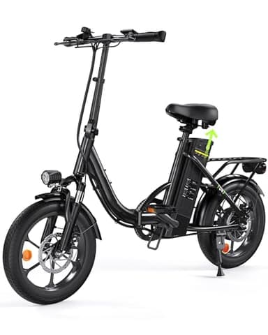 Finbike 16 Zoll E Bike Klapprad, 250W Motor mit Max 60KM PAS Reichweite & 25KM/H EBike, 374.4Wh Akku Elektrofahrräder Step-Thru Commuter E Klapprad für Damen und Herren