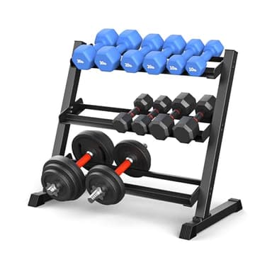 KHAMAL Hantelständer - 3-stufiges Kurzhantelständer für Schwere Gewichte, Robuste Hantelablage für Heimfitness, Geeignet für Kurzhanteln und Langhanteln, Bis Zu 544 kg Belastbarkeit