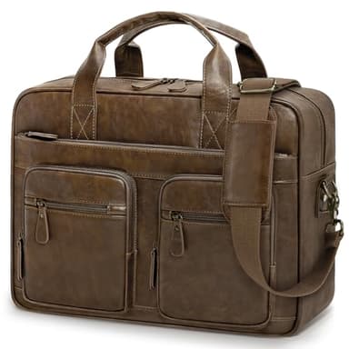 RAINSMORE Arbeitstasche Herren Vintage Aktentasche laptoptasche 15.6 zoll Wasserdicht Umhängetasche ledertasche für Arbeit Geschäft Schule Reisen Braun