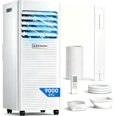 LEENON Klimaanlage Mobil Klimagerät 9000 BTU, 4 in 1 Kühlen Entfeuchten Lüftermodus Schlafmodus, 2.6KW Mobile Klima mit Abluftschlauch, Fernbedienung/ 24h-Time, Air Conditioner, Für Räume bis 35 m²