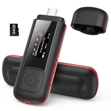 AGPTEK 64 GB USB-C MP3-Player, Tragbar 2-in-1 Typ-C- und USB-Musikplayer, USB Stick mit UKW-Radio, Aufnahme (Kein Bluetooth Unterstützung für Handy Verbindung