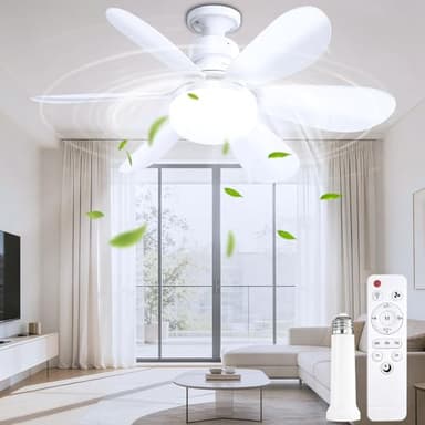 echosari 50CM Deckenventilator mit Beleuchtung und Fernbedienungund, E27 Deckenleuchte mit Ventilator 3-Farbtemperaturen Timer LED Deckenleuchte Ventilator für Schlafzimmer, Wohnzimmer