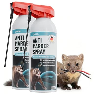 greate 2X Marderabwehr Auto wirkt sofort - Verbesserte Rezeptur - Langzeit Marderspray 400ml in Deutschland entwickelt & produziert - Marderschutz für Auto - Anti Marder Spray - Mader Abwehr